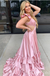 Sexy Light Pink Layer High Slit Evening Gown Maxi Long Formal Dresses Prom Dresses With Ruffles,MB539