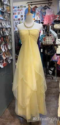 Light Yellow A-Line Layer Fluffy Evening Gown Maxi Long Evening Party Prom Dresses,MB587