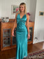 Stunning V Neck Bow Sheath Long Prom Dresses to Impress ,MB10968