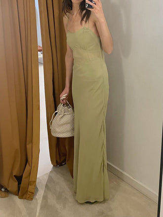 Elegant Light Brown Spaghetti Strap Mermaid Sleeveless Evening Prom Dresses,MB134