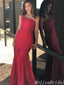 Sexy Red One Shoulder Sheath Evening Gown Maxi Long Formal Dresses Prom Dresses With Front Slit,MB472
