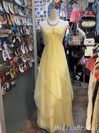 Light Yellow A-Line Layer Fluffy Evening Gown Maxi Long Evening Party Prom Dresses,MB587