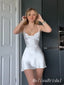 Elegant White Spaghetti Straps Simple Cheap Short Homecoming Dresses, HD160