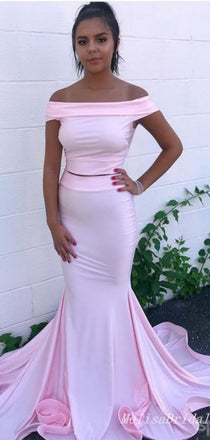 Elegant Two Pieces Pink Mermaid Evening Gown Maxi Long Formal Dresses Prom Dresses ,MB445