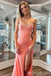 Strapless Blush Pink Beaded Sweetheart Side Slit Mermaid Long Prom Dresses ,MB10970