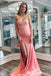 Strapless Blush Pink Beaded Sweetheart Side Slit Mermaid Long Prom Dresses ,MB10970