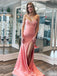 Strapless Blush Pink Beaded Sweetheart Side Slit Mermaid Long Prom Dresses ,MB10970