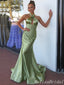 Green Halter Pleats Mermaid Long Prom Dresses to Impress ,MB10976