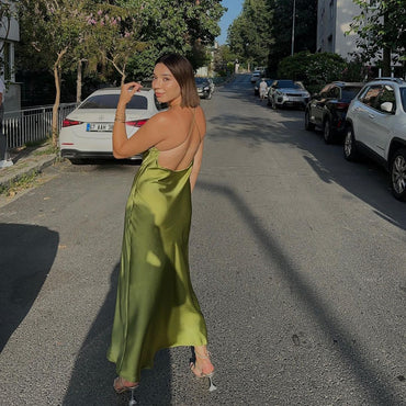 Elegant Green Mermaid Sleeveless Side Slit Evening Prom Dresses,MB135