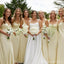 Mismatched Light Yellow Sheath Long Bridesmaid Dresses,BD228