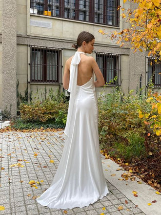 Elegant Silver Round Neck Strapless Simple Evening Prom Dresses,MB82