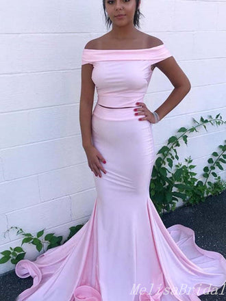Elegant Two Pieces Pink Mermaid Evening Gown Maxi Long Formal Dresses Prom Dresses ,MB445