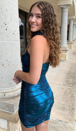Sexy Popular Blue Mermaid Short Tight Short Homecoming Dresses, HD283