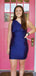 Mermaid One Shoulder Lace Up Back Royal Blue Tight Graduation Party Short Homecoming Dresses, HD384