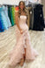 Elegant Light Pink Side Slit Strapless A-line Long Prom Dresses ,MB10984