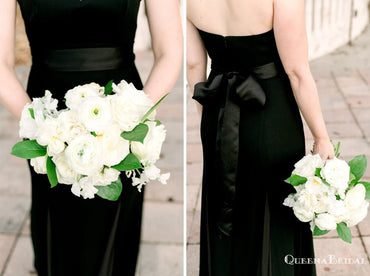 Elegant Strapless Black Long Cheap Charming Bridesmaid Dresses,BD35