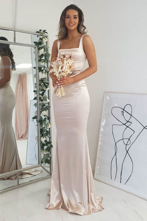 Elegant Light champagne Mermaid Sleeveless Evening Prom Dresses,MB136