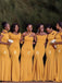 Mismached Elegant Yellow Mermaid Long Cheap Bridesmaid Dresses ,BD106