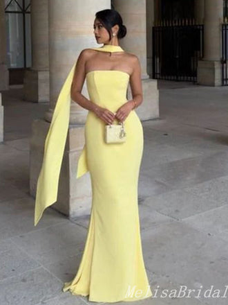 Daffodil Strapless Mermaid Evening Gown Maxi Long Evening Party Prom Dresses,MB790