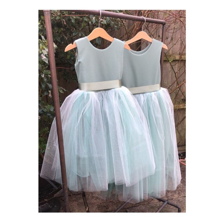 Elegant Light Green Tulle A- Line Cheap Simple Long Flower Girl Dresses,FG48