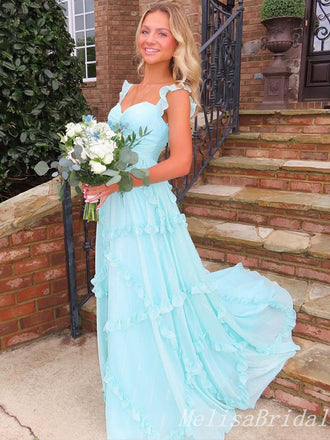 Elegant glamorous Sky Blue Sweetheart A-line Evening Gown Long Prom Dresses with Pleats,MB272