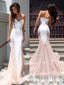 Lace Appliques Pink and White Strapless Sweetheart Evening Gown Maxi Long Evening Party Prom Dresses with Trailing,MB806