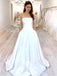 Elegant White Strapless A- Line Satin Long Wedding Dresses, WD33