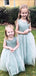 Elegant Light Green Tulle A- Line Cheap Simple Long Flower Girl Dresses,FG48