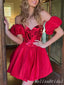 Sexy Sparkle Red A-line Strapless Short Homecoming Dresses with Pleats, HD275