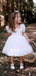 Cute White Tulle Ruffle A- Line Cheap Simple Flower Girl Dresses ,FG12