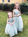 Elegant Light Green Tulle A- Line Cheap Simple Long Flower Girl Dresses,FG48