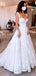 Elegant White Spaghetti Straps V Neck Lace Appliques A-Line Long Wedding Dresses,WD39