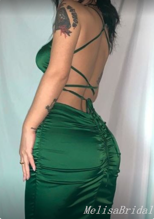 Emerald Green Mermaid Spaghetti Straps Lace Up Back Evening Gown Maxi Long Evening Party Prom Dresses ,MB602