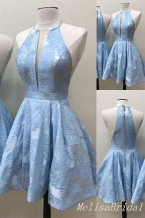 Blue Appliques A-line Graduation Party Short Homecoming Dresses , HD466