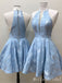 Blue Appliques A-line Graduation Party Short Homecoming Dresses , HD466