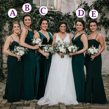Mismatched Green Long Side Slit Cheap Charming Bridesmaid Dresses,BD37