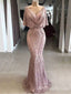 Pink V Neck Mermaid Evening Gown Long Evening Party Prom Dresses,MB825