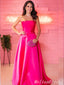 Strapless Hot Pink A-line Evening Gown Maxi Long Evening Party Prom Dresses,MB744