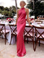 Elegant Pink Mermaid Sleeveless Side Slit Evening Prom Dresses,MB137