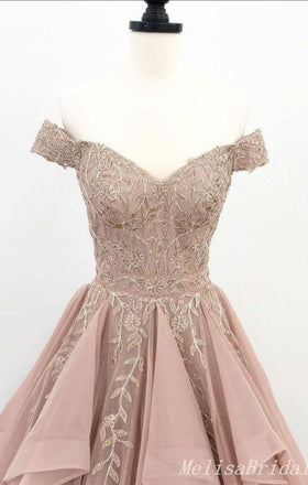 Gorgeous Elegant Dark Pink Off-The-Shoulder Sweetheart A-Line Lace Appliques Layer Evening Gown Maxi Long Formal Dresses Prom Dresses With Ruffles,MB494