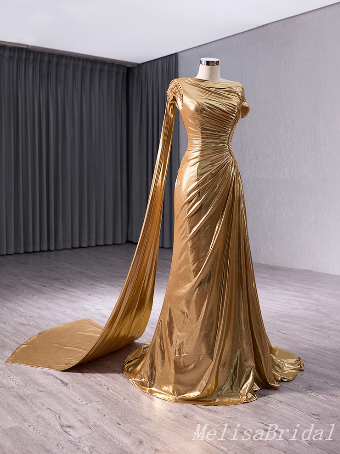 Stylish Gold Mermaid Party Dress Long Prom Dresses to Impress ,MB961