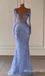 Purple Plunging Long Sleeves Mermaid Evening Gown Long Evening Party Prom Dresses,MB826