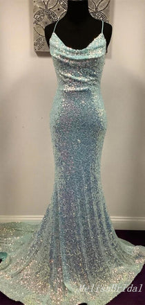 Sparkle Mermaid Spaghetti Straps Evening Gown Maxi Long Formal Dresses Prom Dresses,MB562