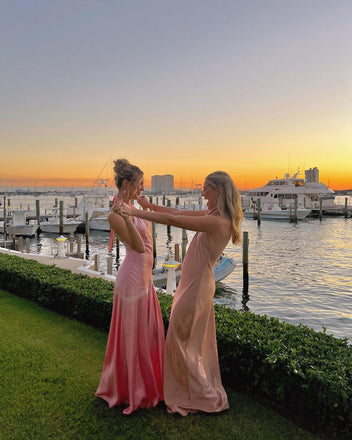 Elegant Pink Halter Side Slit Mermaid Sleeveless Pleats Evening Prom Dresses,MB139