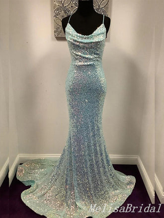 Sparkle Mermaid Spaghetti Straps Evening Gown Maxi Long Formal Dresses Prom Dresses,MB562