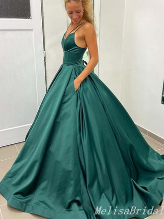 Elegant Sexy Spaghetti Straps A-Line Evening Gown Maxi Long Formal Dresses Prom Dresses Ball Gown ,MB447