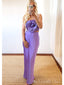 Sexy Unique Purple Spaghetti Strap Floral Mermaid Long Prom Dresses,MB31