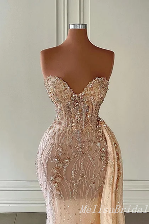 Stylish Pear Pink Strapless Sweetheart Mermaid Evening Gown Long Evening Party Prom Dresses,MB827