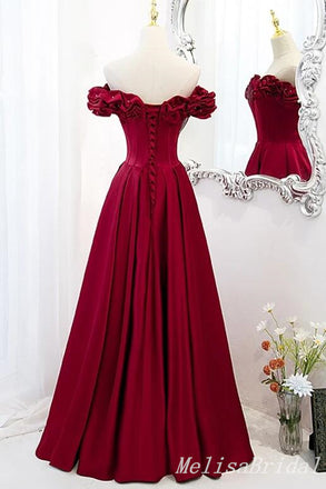 A-Line Lace Up Back Evening Gown Maxi Long Formal Dresses Prom Dresses With Ruffles,MB563