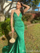 Sexy Green Spaghetti Straps Lace Up Back Deep V-Neck Evening Gown Maxi Long Formal Dresses Prom Dresses,MB523